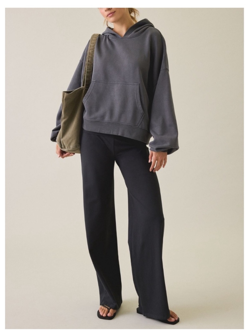 🟠NWT OUT FROM UNDER by URBAN OUTFITTERS French Terry Hoodie Sweatshirt - Dk Grey - Picture 5 of 7